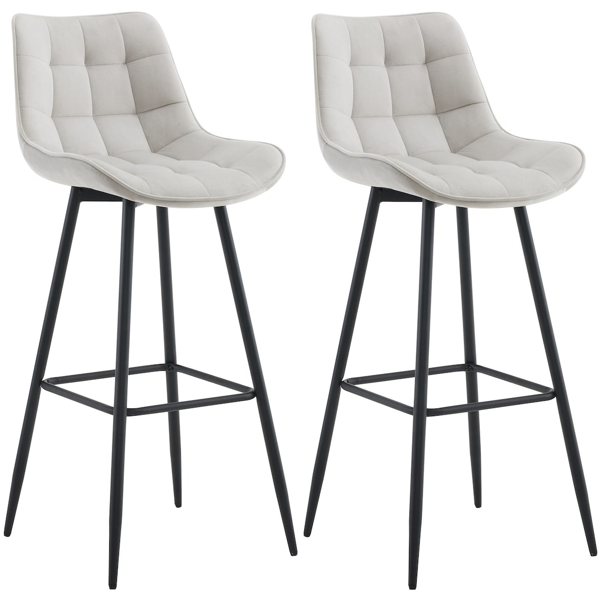 Set de 2 Taburetes de bar Dartford Gris/Terciopelo