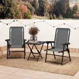 thumbnail of Outsunny conjunto de mesa y sillas de terraza exterior de 3 piezas muebles de jardín exterior plegables con estructura de acero y portavasos Gris