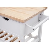 thumbnail of Carro de servicio HWC-G35, carro de cocina, carrito de cocina, carrito de té, madera de pino 89x119x41cm ~ blanco-natural