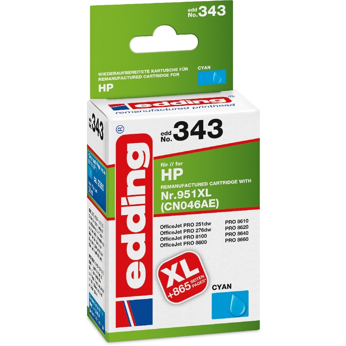 Druckerpatrone kompatibel mit HP No. 951XL (CN046AE) cyan Packung mit 12 Stück