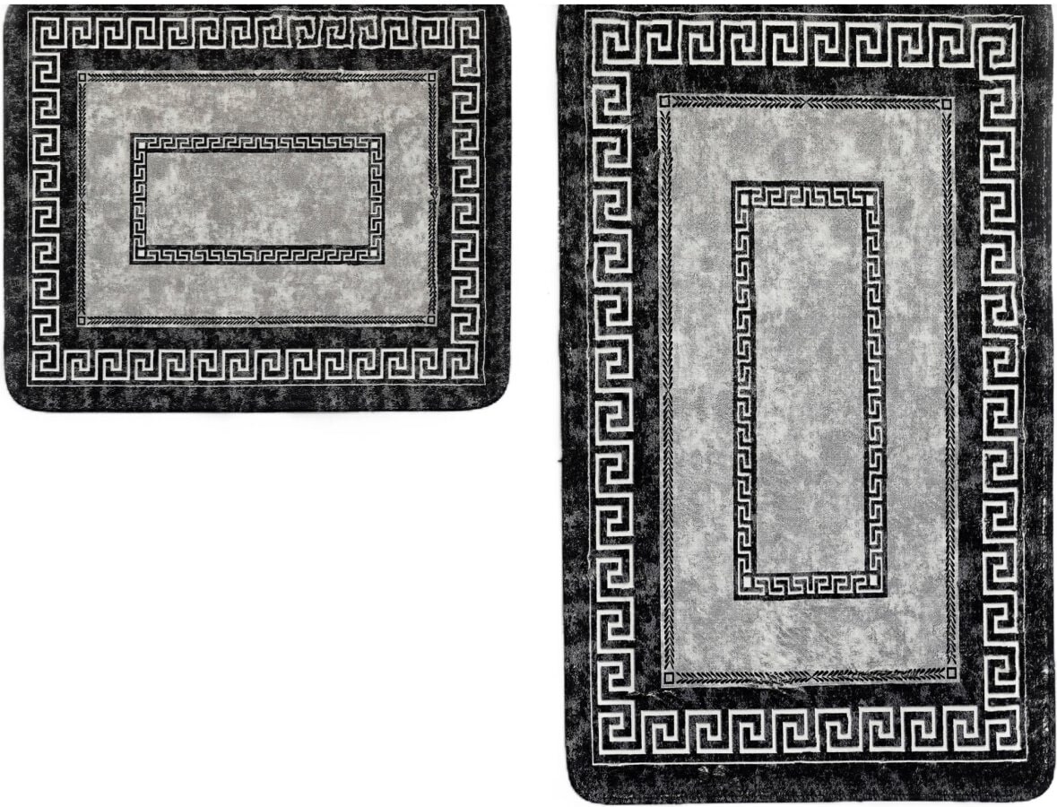 Almina Exclusive 2 Teiliges Bademattenset mit Muster Schwarz