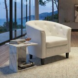 thumbnail of Sessel Newport T810, Loungesessel Clubsessel Chesterfield, Kunstleder ~ weiß