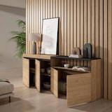 thumbnail of Sideboard, Schrank, Küche, Schrank, Flurmöbel, 200x35x75cm, 4 Türen, Viel Stauraum, Modernes Design, Eiche und schwarz - 63_13