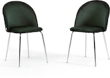 thumbnail of Set aus 2 Innenstühlen aus Samt, gepolstert, mit Metallbeinen, elegantes Design für Esszimmer, Bar und Restaurant – Sara – Dunkelgrün/Silber