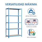 thumbnail of SimonRack Scaffali Metallo Garage 2000x1100x500 mm, 5 Niveaux, Ripiani in Legno, 200 kg per Ripiano, Blu/Legno – Maderclick