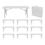 thumbnail of Megapack 10 Tavoli Pieghevoli Portatili in Resina 180cm Bianco 7house