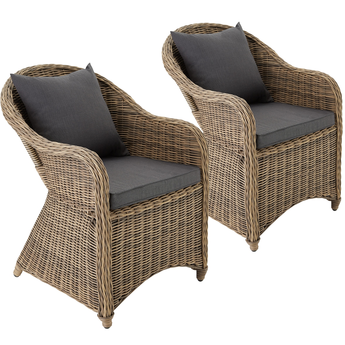 tectake Lot de 2 fauteuils de jardin luxe - marron naturel - 403572