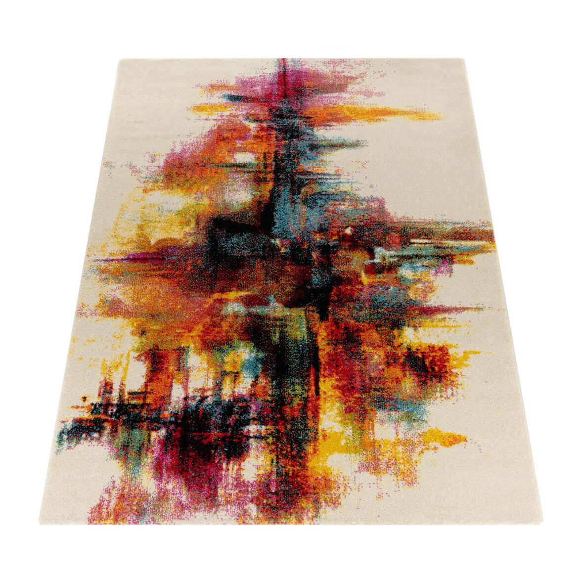 Teppich Kurzflor Abstrakt Wohnzimmer schmutzabweisend Mehrfarbig Rechteckig 120x170 | 100% Polypropylen | Florhöhe: 12 mm | nur Handreinigung
