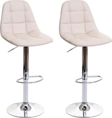 thumbnail of 2er-Set Barhocker HWC-A67, Barstuhl Tresenhocker, MVG-zertifiziert ~ creme-beige, Kunstleder