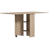 thumbnail of HOMCOM mesa de comedor plegable mesa auxiliar con alas abatibles y 2 estantes de almacenamiento estilo moderno para cocina 75x140x74 cm Natural