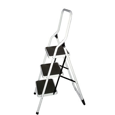 Safetool Escabeau 3 Marches En Acier Epoxy Blanc Antiderapantes