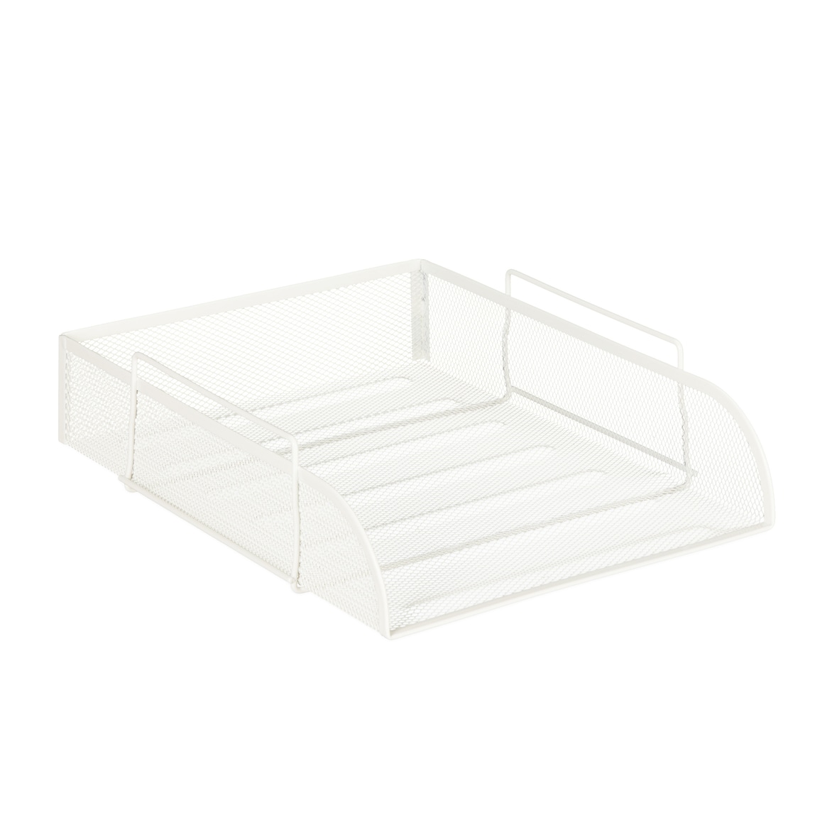 Relaxdays stapelbare Dokumentenablage, für DIN A4, Gitter Design, Briefablage fürs Büro, Metall, B x T: 25 x 34 cm, weiß