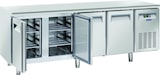thumbnail of Cool Head Edelstahl-Kühltisch mit 4 Türen. Automatisches Auftauen. Temperatur -2°C/+8°C.  Misst 225x70x85h cm. Cool Head QR4100