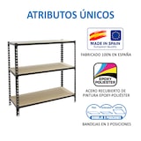 thumbnail of SimonRack Estanteria Metalica, 1000x1100x500 mm, 3 Alturas, Bandeja Madera, 200 kg de Punto Flexión, Estanterias Almacenaje, Antracita - Maderclick