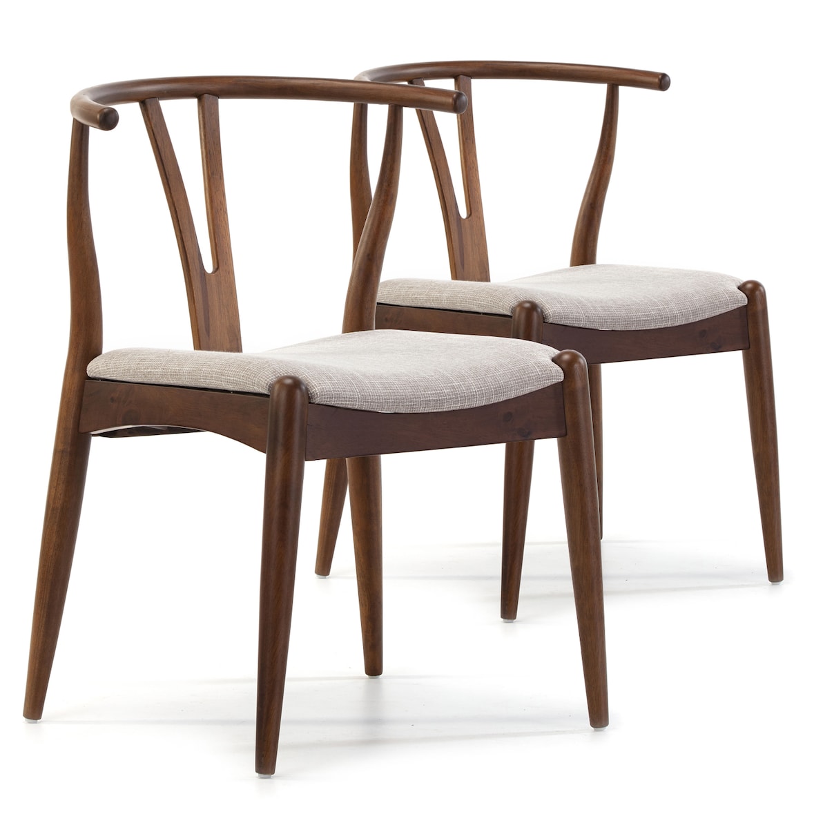 Pack 2 chaises Rustic, Couleur Noyer, Bois Massif, 55 cm x 54,5 cm x 76 cm