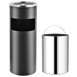thumbnail of DELUKE® Runder Standaschenbecher für Draußen 30L 25x61cm Stahl Mülleimer mit Aschenbecher Abfalleimer mit Inneneimer Standascher Outdoor, Grau