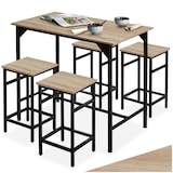 thumbnail of tectake Ensemble table de bistrot EDINBURGH 1 table + 4 tabourets de bar - Bois clair industriel, Chêne Sonoma -404307