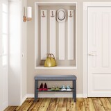 thumbnail of Relaxdays Schuhbank, 1 Ablage, Schuhregal mit Sitzfläche, gepolstert, HBT 50,5 x 81 x 32 cm, Sitzbank Flur, schwarz/grau