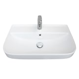 thumbnail of Waschbecken Flora Slim 45 cm Weiß Keramik mit Hahnloch & Überlauf – Design Wandwaschbecken mit Befestigung