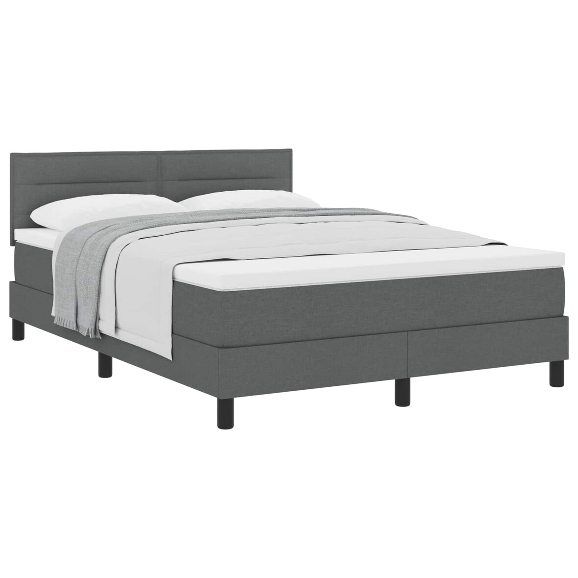 vidaXL Boxspringbett mit Kopfteil Dunkelgrau 160 x 200 cm Stoff