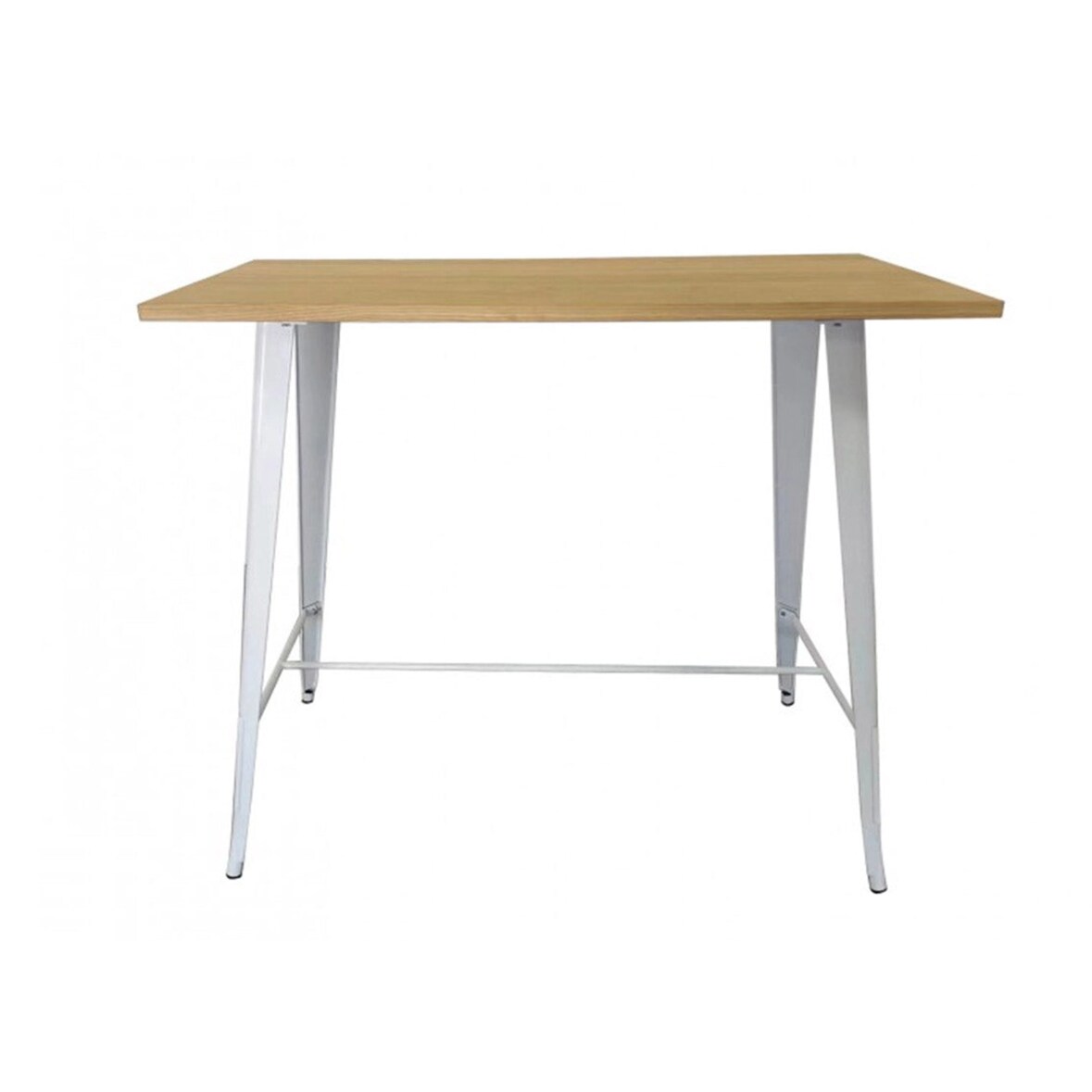 Gasfrit - Mesa baixa Tolix branca de metal com tampo de madeira 800 x 800 x 760 mm
