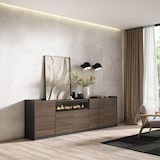 thumbnail of Sideboard, Highboard, 260x80x37 cm, 5 Türen, Elektrokamin., Dunkler Eiche und Schwarz
