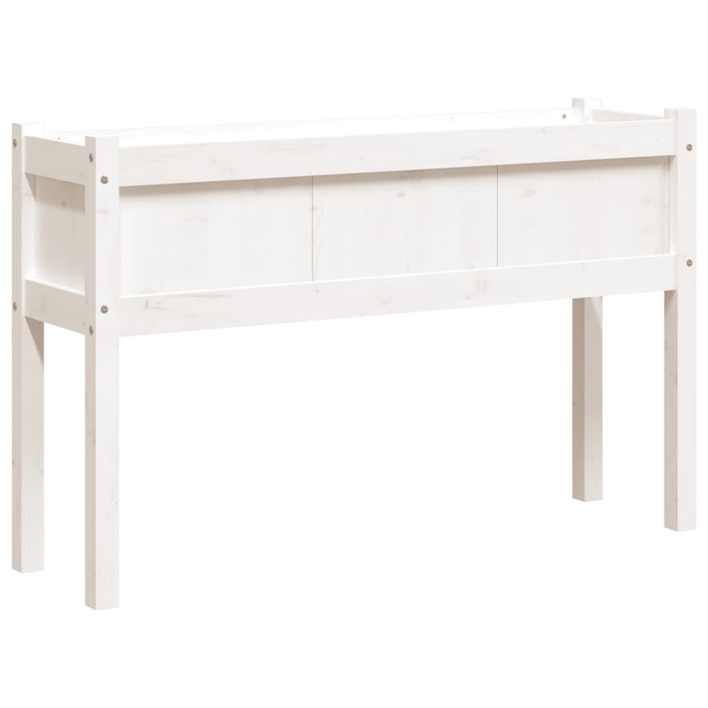 vidaXL Pflanzkübel mit Beinen Weiß 110x31x70 cm Massivholz Kiefer