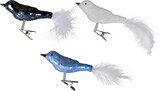 thumbnail of 3 Glasvögel auf Clip Christbaumschmuck & Weihnachtsbaumschmuck Vögel Weihnachtskugeln Weihnachtsbaum Blau Weiß Mix