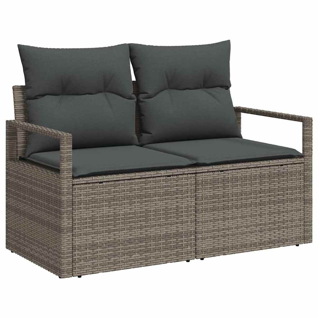 vidaXL Garten-Sofa-Set mit Speicher 7 pcs Grau Poly Rattan