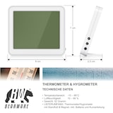 thumbnail of BEARWARE - Thermometer Hygrometer - Temperatur und Luftfeuchtigkeit - Uhrzeit - gut ablesbare LCD-Anzeige - Magnethalter, Aufhängeöse und Standfuß