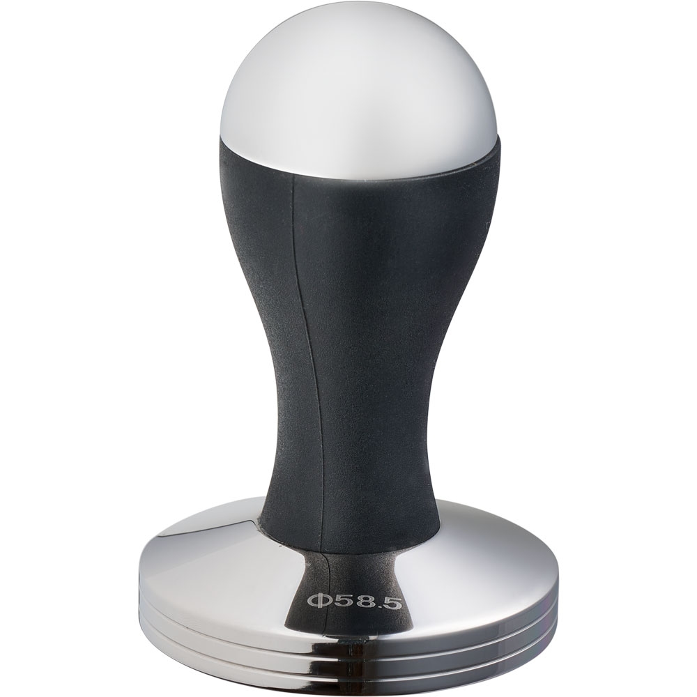 Stalgast Tamper aus Edelstahl, mit schwarzem Griff, Ø 58 mm, 90 mm Höhe (CB0199002)