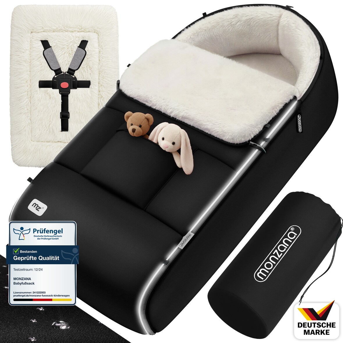 MONZANA® Babyfußsack Basic Schwarz