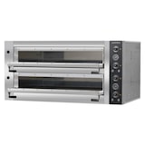 thumbnail of Forno elétrico de pizza para 4 + 4 pizzas 34 cm Ø, 2 câmaras 70 x 70 x 14 cm, gama de temperaturas: 50-450°C, 9,7 kW, 400 V, 11454 Vaiotec