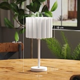 thumbnail of Tischlampe mit Wellen-Lampenschirm E27 Weiß 25x25x49 cm mit Knopfschalter am 1,5 m Kabel, Retro Look, sanftes Licht für Wohn und Schlafbereich