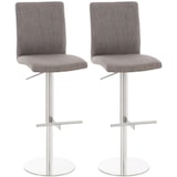 thumbnail of Conjunto de 2 bancos de bar Cobertura em tecido Cadiz aço inoxidável/cinza