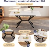 thumbnail of Ausziehbarer Esstisch Weiß+Schwarz 160x80x75  rechteckig mit Teleskopfunktion MDF Platte Metallbeine modern für 4 bis 6 Personen