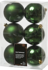 thumbnail of Weihnachtskugeln bruchfest 8cm Christbaumkugeln glänzend matt grün 6St