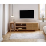 thumbnail of Suporte de TV em bambu HWC-N80, mesa de TV, cómoda com tampo baixo, compartimentos de arrumação com certificação FSC® 50x140x40cm