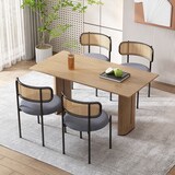 thumbnail of Esszimmerstuhl 2er Set 75x40x45 cm mit Rattan Rückenlehne Samtbezug Metallbeine ergonomisch gepolstert Grau