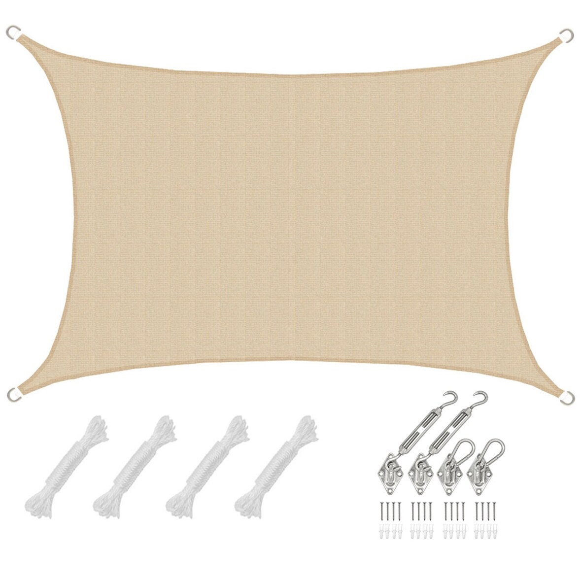 3x5 UV Sonnensegel Rechteckig Atmungsaktiv - Sonnenschutz Segel mit Befestigung