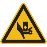 thumbnail of Warnschild, Warnung vor Quetschgefahr durch Einpreßwerkzeug - praxisbewährt - 50 mm Folie selbstklebend