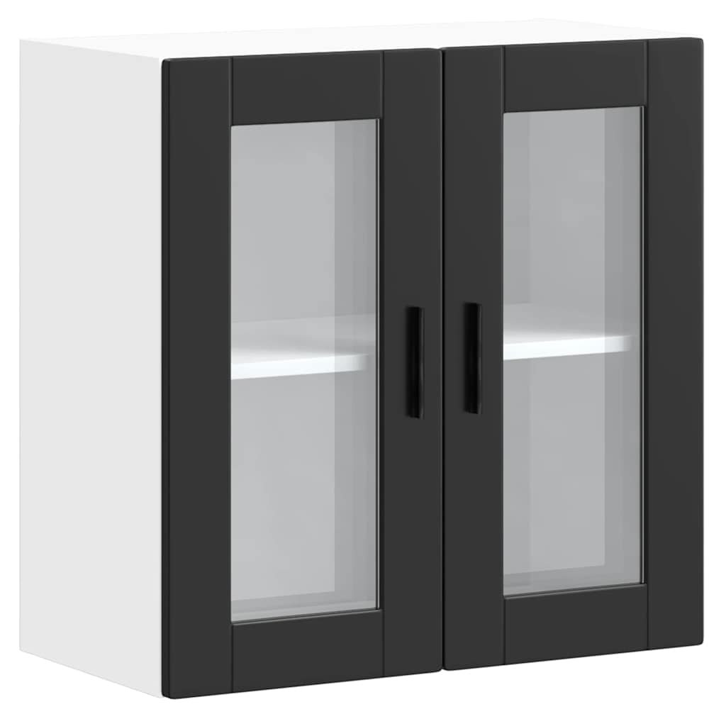 vidaXL Küchen-Hängeschrank mit Glastür Porto Schwarz