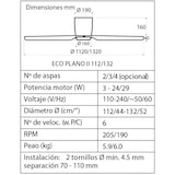 thumbnail of Ventilador De Techo CasaFan 311280W ECO PLANO II 112cm Plata Wi-Fi