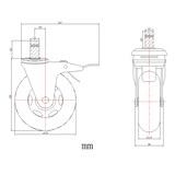 thumbnail of 5x Hartbodenrollen ROLO SKATE 11mm / 75 mm Büro-Stuhl-Rollen inkl. Bremse schwarz (5er Pack)