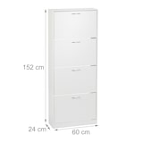 thumbnail of Relaxdays Schuhschrank, HxBxT: 152 x 60 x 24 cm, für 24 Paar, 4 Klappen, schmaler Schuhkipper, Flur Schuhkommode, weiß