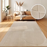 thumbnail of Teppich Kurzflor waschbar Abstrakt 3D schmutzabweisend Creme Rechteckig 160x220 | 100% Polyester | Florhöhe: 12 mm | pflegeleicht