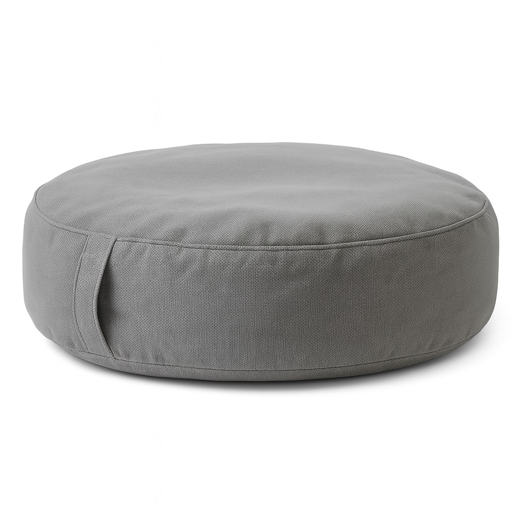 Opblaasbare Poef Ø 60 × 20 cm – Grijs – Draagvermogen 100 kg – Ultralicht (500 g) – Geschikt voor Binnen, Terras en Tuin
