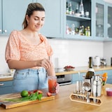 thumbnail of Relaxdays Cocktail Set, 16-tlg. Barset mit Ständer, Shaker, Barmaß, Barlöffel, Zange, Edelstahl & Bambus, silber/natur