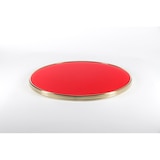 thumbnail of Plateau de table rond MARCEAU - Rouge VERMILLON - Cercle laiton