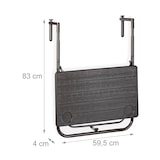 thumbnail of Relaxdays Balkonhängetisch klappbar, 3-fach höhenverstellbar, Tischplatte in Holz-Optik BxT: 59,5 x 36 cm, braun